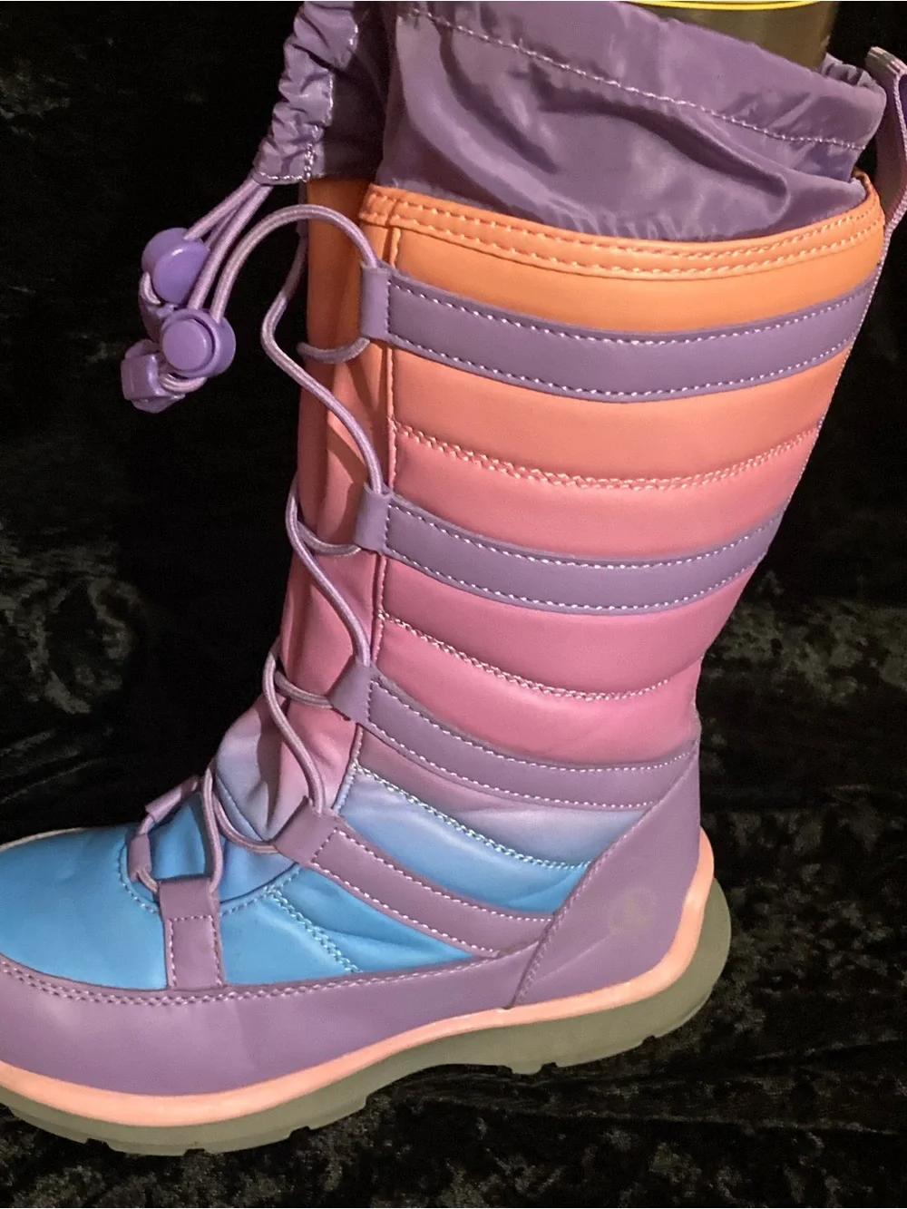 Lands' End Girls' Gradient Purple Pink Blue Snow Boots size 1